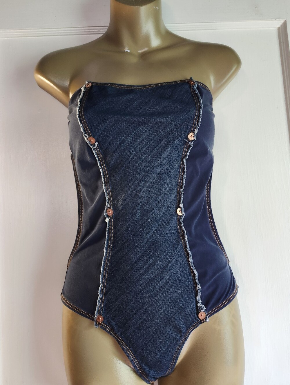 True Religion Denim Look Monokini One Piece Swimsuit S